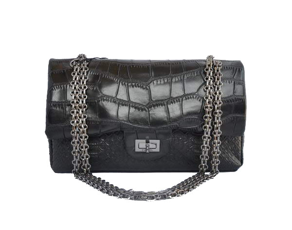 7A Replica Cheap Chanel Classical Crocodile Leather Flap Bag A36001 Black